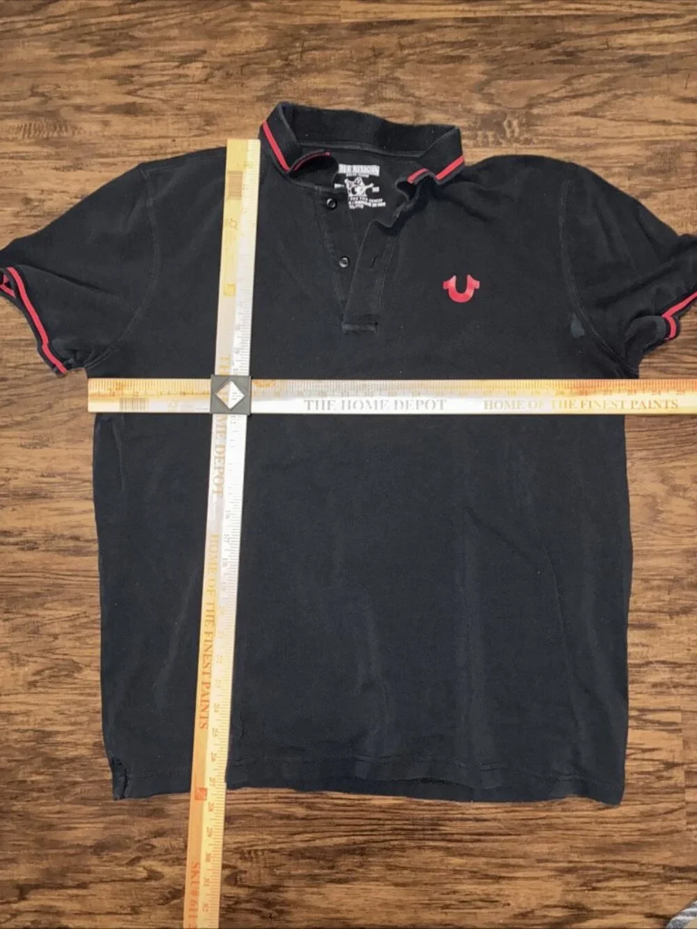 True Religion Men's Crafted with Pride Black  / Red XXL 2XL Polo  Short Sleeve